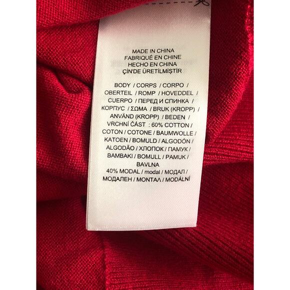 Lauren Ralph Lauren Women's Medium Cotton Blend Ruffle V-Neck Top Red NEW - Picture 5 of 7